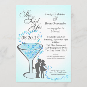 Engagement Party Martini Hearts Invitation