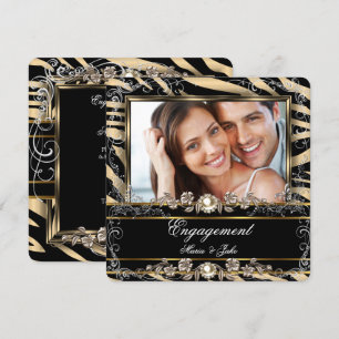 Engagement Party Metallic Bronze Zebra Photo Invitation
