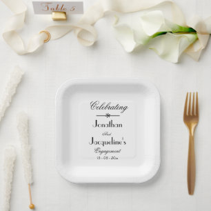 Engagement Party Modern Chic Personalised Names  Paper Plate