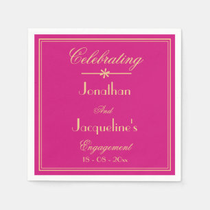 Engagement Party Modern Magenta & Gold Chic Paper Napkin