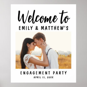 Engagement Party Modern Photo Welcome Poster