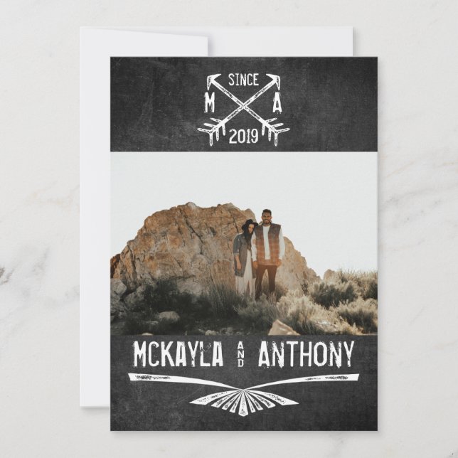 Engagement Party Monogram Crossed Arrows Photo Invitation (Front)