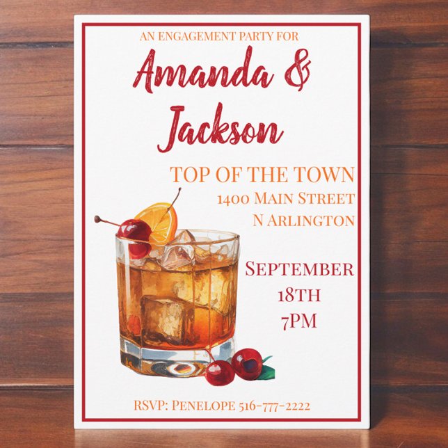 Engagement Party Old Fashion Cocktail  Invitation (Creator Uploaded)