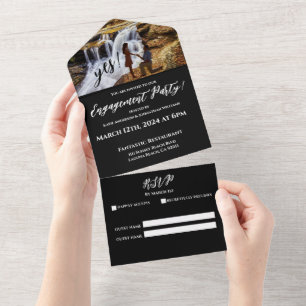 Engagement Party-Photo-Waterfall Backdrop- All In One Invitation