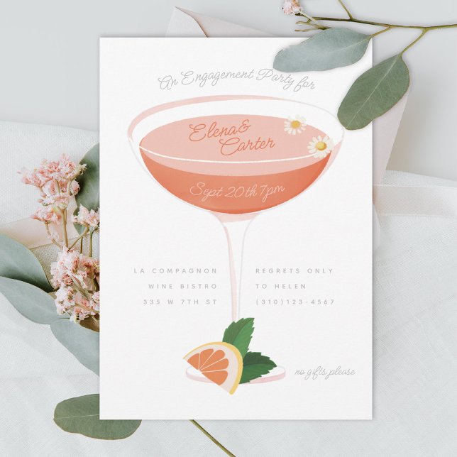 Engagement Party Pink Cocktail Invitation (Creator Uploaded)