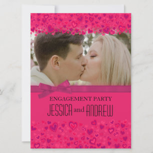 Engagement party pink hearts your photo invitation