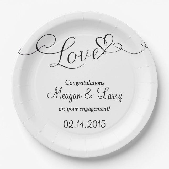 Engagement Party Plates - Love Script (Front)