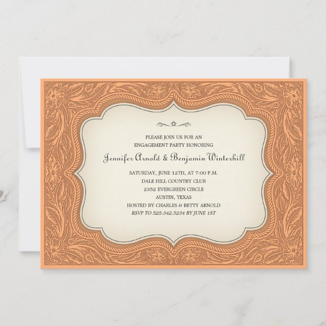 Engagement Party Ranch Light Brown Invitations (Front)