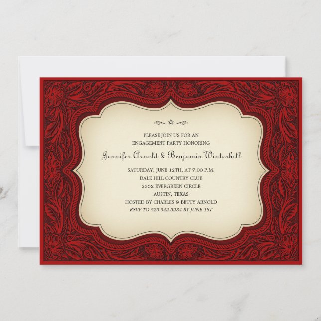 Engagement Party Ranch Style Maroon Invitations (Front)