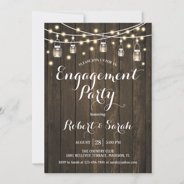 Engagement Party - Rustic Wood Invitation (Front)