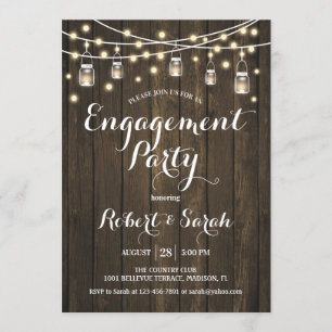 Engagement Party - Rustic Wood Invitation
