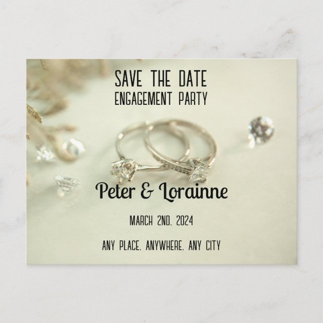 Engagement Party - save the date. Editable Postcard (Front)