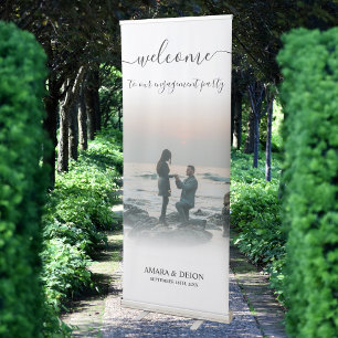 Engagement Party Script Calligraphy Elegant Photo Retractable Banner