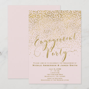 ENGAGEMENT PARTY Shower Blush Pink & Gold Confetti Invitation