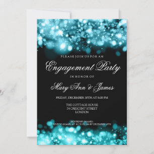 Engagement Party Sparkling Lights Turquoise Invitation