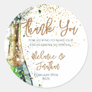 Engagement Party Thank You Bubbly Bottle Classic Round Sticker