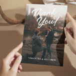 Engagement Party Thank You Card<br><div class="desc">Express your gratitude with elegance and style using this Engagement Party Thank You Card. Using your marriage proposal photo as a background to remind the joy and excitement of your celebration,  this card is the perfect way to extend heartfelt appreciation to those who shared in your special moment.</div>