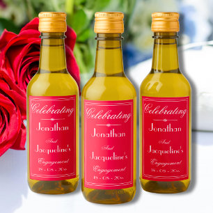 Engagement Party Thank You Favor Red & White Mini  Wine Label
