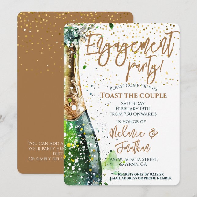 Engagement Party Toast The Couple Bubbly Bottle Invitation (Front/Back)