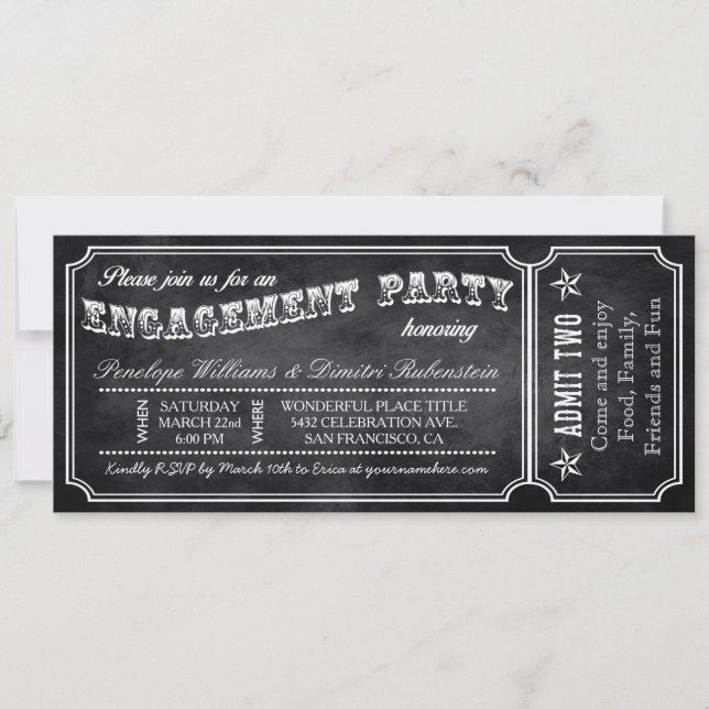 Engagement Party Vintage Ticket Invitations (Front)