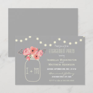 Engagement Party   Watercolor Flowers & Mason Jar Invitation
