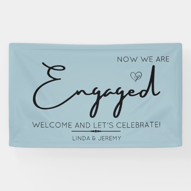 Engagement party welcome banner dusty blue (Horizontal)