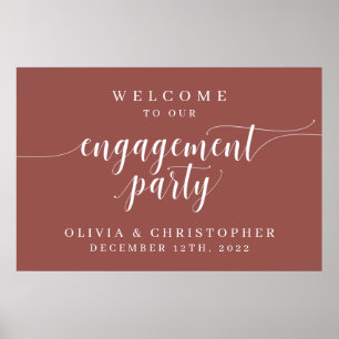 Engagement Party Welcome Poster Burgundy