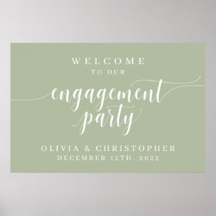 Engagement Party Welcome Poster Sage