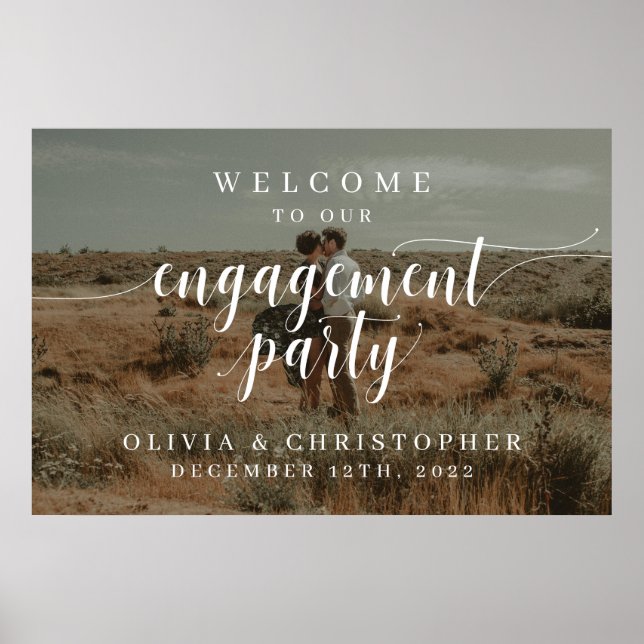 Engagement Party Welcome Poster With Photo (Front)