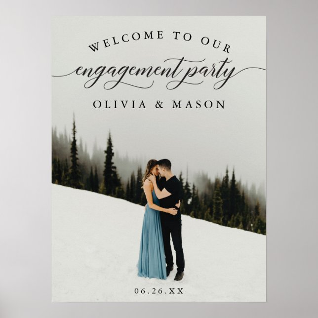 Engagement Party Welcome Sign Poster with Photo (Front)