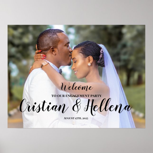 Engagement party welcome sign with photo (Front)