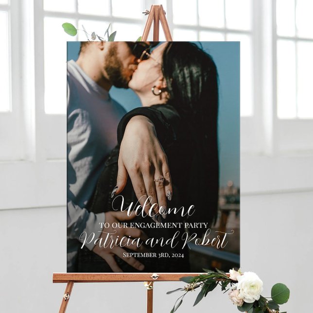 Engagement party welcome sign with photo (Creator Uploaded)
