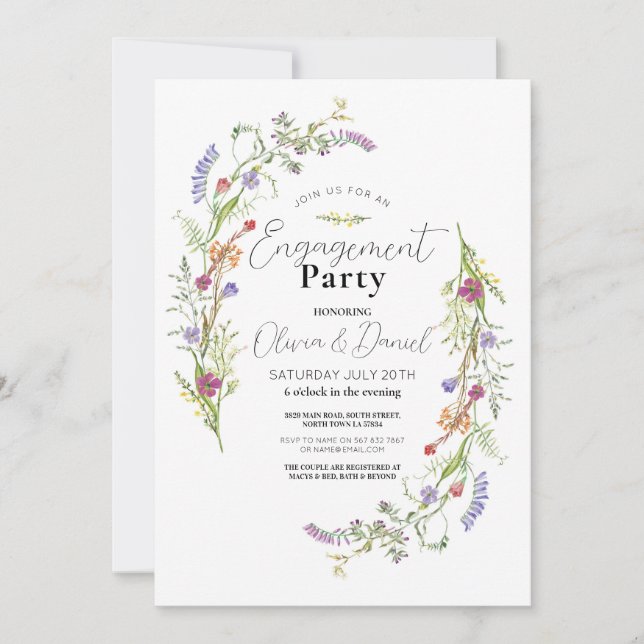 Engagement Party Wildflowers Floral Ditsy Invitation (Front)