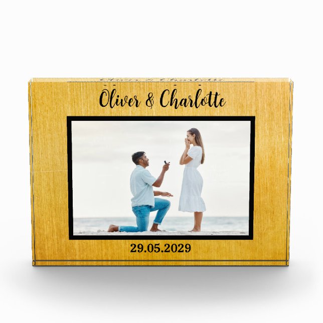 Engagement Personalised Couple marriage proposal Photo Block (Front)