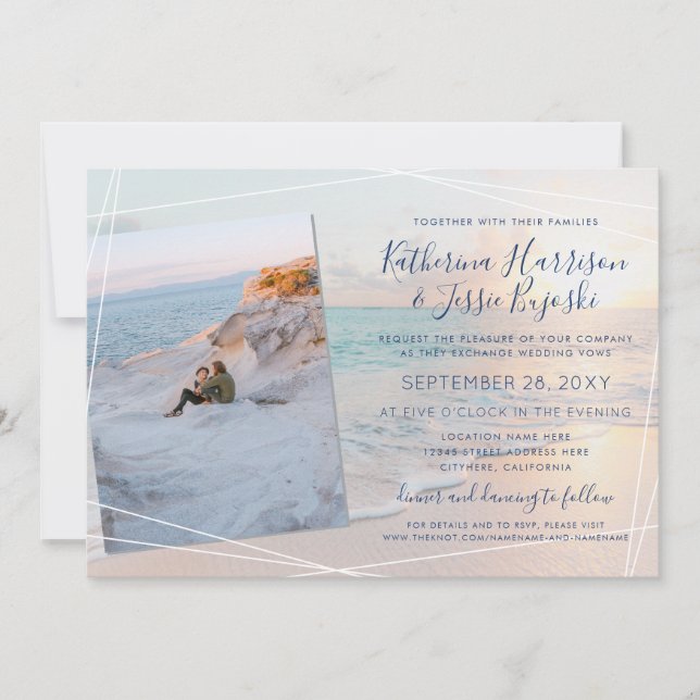 Engagement Photo Beach Wedding Invitation (Front)