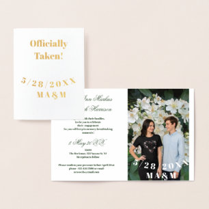 Engagement Photo Couple Flowers White Funny  Foil Card