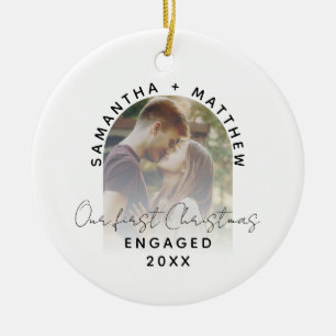 Engagement Photo First Christmas Engaged Couples Ceramic Tree Decoration