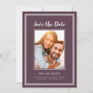 Engagement Photo Modern Simple Weddings Purple Save The Date