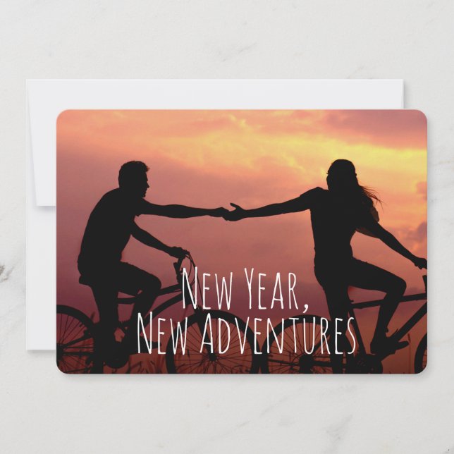 Engagement Photo New Year New Adventures Wedding Holiday Card (Front)