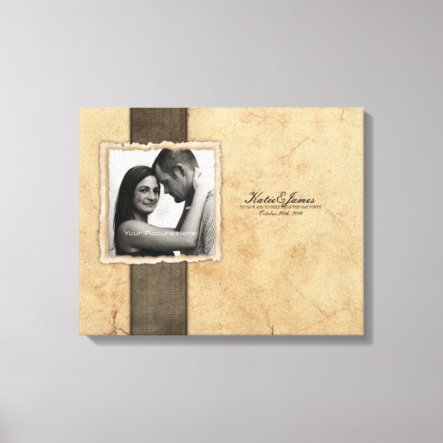 Engagement Photo Rustic Vintage Wedding Canvas Print (Front)