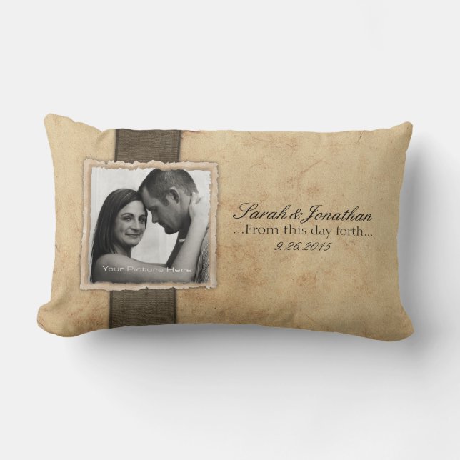 Engagement Photo Rustic Vintage Wedding Lumbar Cushion (Front)