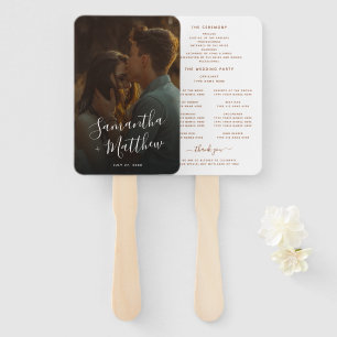 Engagement Photo Terracotta Wedding Program Hand Fan