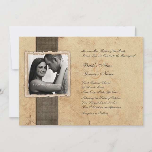 Engagement Photo Vintage Wedding Invitations (Front)
