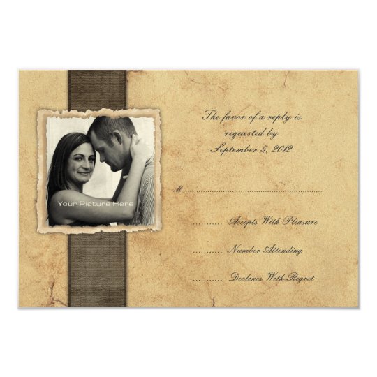 Engagement Photo Vintage Wedding RSVP Card