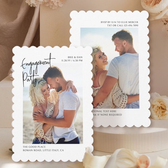 Engagement Photo Wavy Edge Photo Invitation (Engagement Photo Invitation from the Engagement Party Invitations collection by Darling & May)