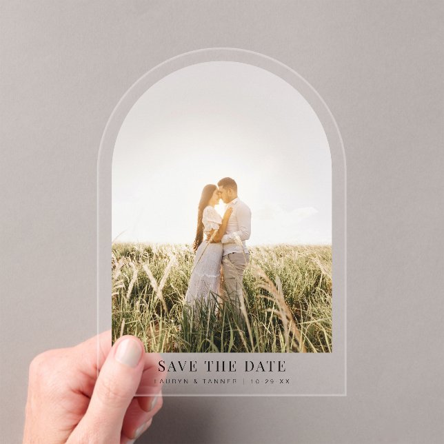 Engagement Photo Wedding Arch Save The Date Acrylic Invitations (Insitu (Handheld))