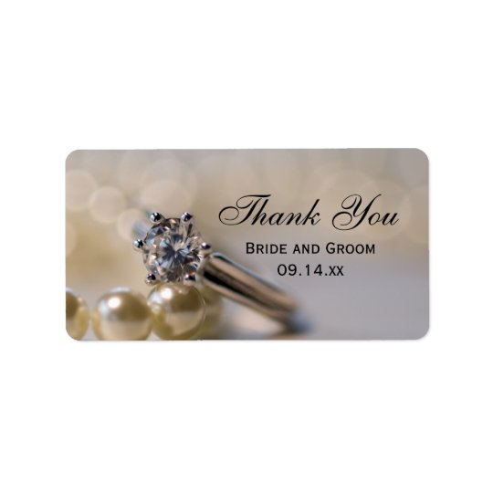 Engagement Ring and Pearls Thank You Favour Tag Address Label