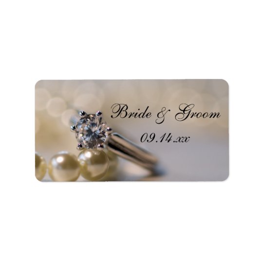 Engagement Ring and Pearls Wedding Favour Tags Address Label