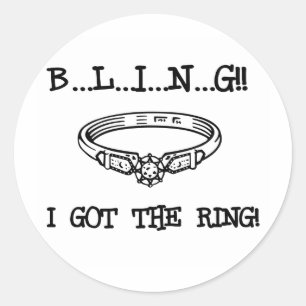 Engagement Ring Bling Classic Round Sticker