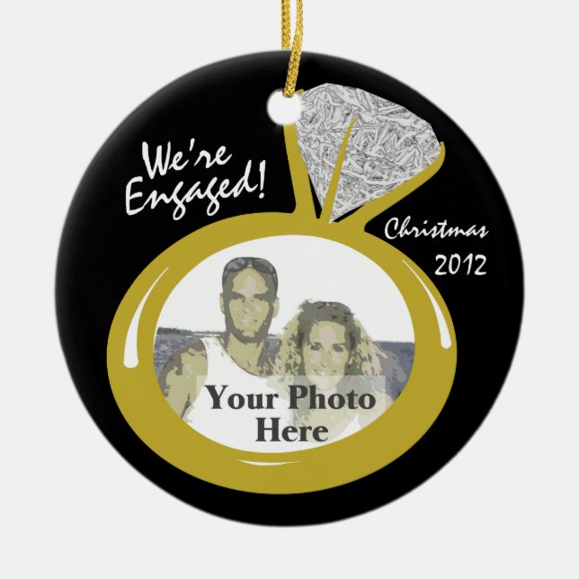 Engagement Ring Photo Ceramic Tree Decoration (Front)
